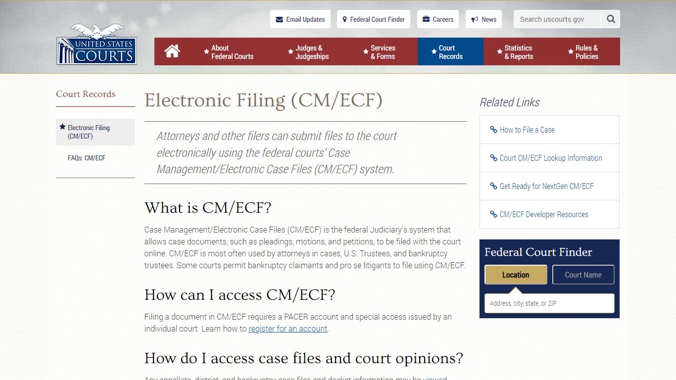 Electronic Filing (CM/ECF) | United States Courts